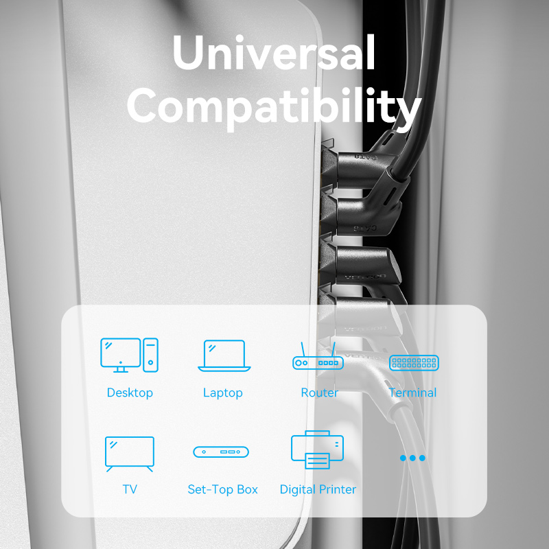 Vention NETWORK Cable Cat8 STP Rotate Right Angle Slim 1.0m Black IKLBF