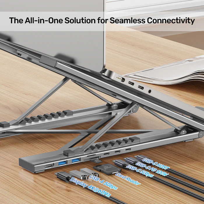 Unitek Stand for Laptop Foldable w/Hub 2xUSBA/1xC/HDMI/SD/PD100W D1137A