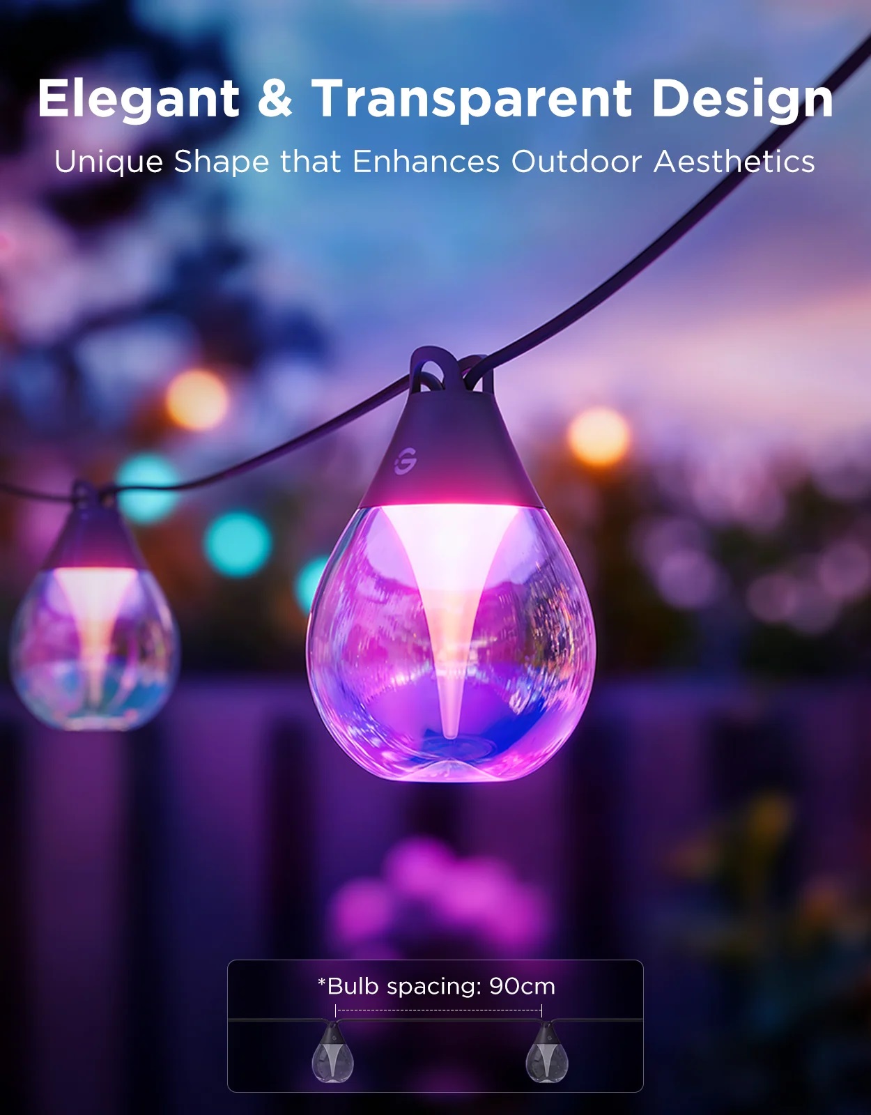 Govee Outdoor Smart String Lights RGBICW H7025CB1