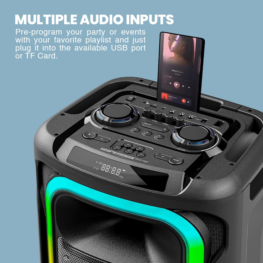 SonicGear HYPERBOX 1500 Pro 15'' Portable Karaoke Speaker 240W BT/USB 2x Wireless Mics