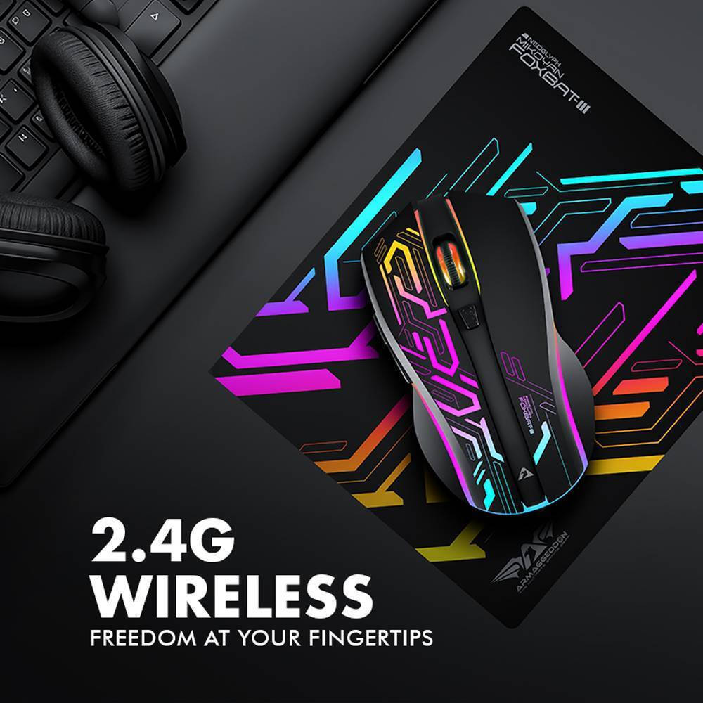 Armaggeddon Gaming Mouse Wired+2.4G Recharge FOXBAT-III CYBERPANK Black