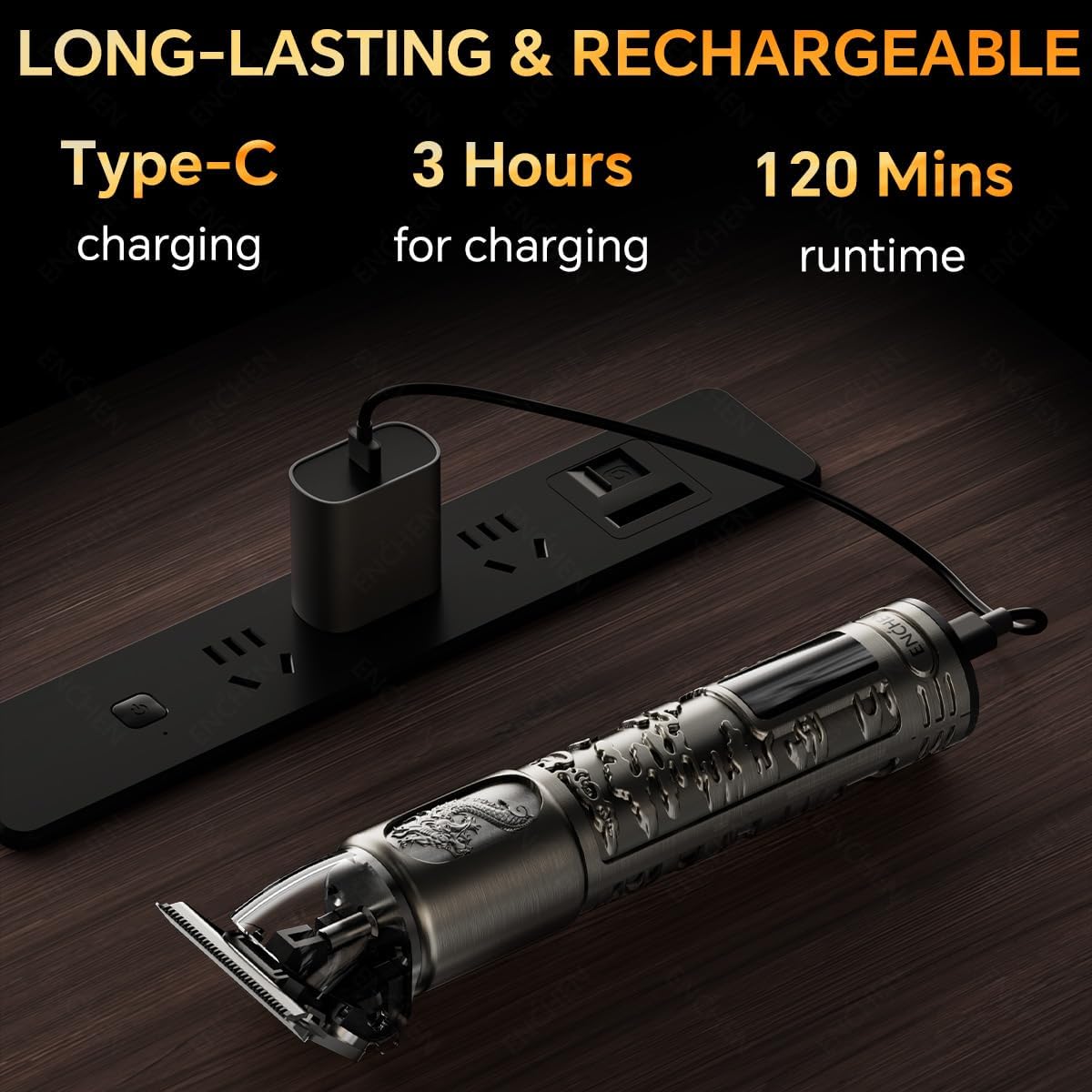 Enchen Hair Clipper Goldenstone 1 USB-C 1200mAh Black