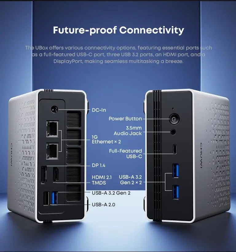 Chuwi  Mini PC Ryzen 5 6600H 16GB DDR5, 512GB PCIe 3.0 SSD, Wi-Fi 6 | Bluetooth 5.2, 2.5 Gigabit LAN, Win11 Pro