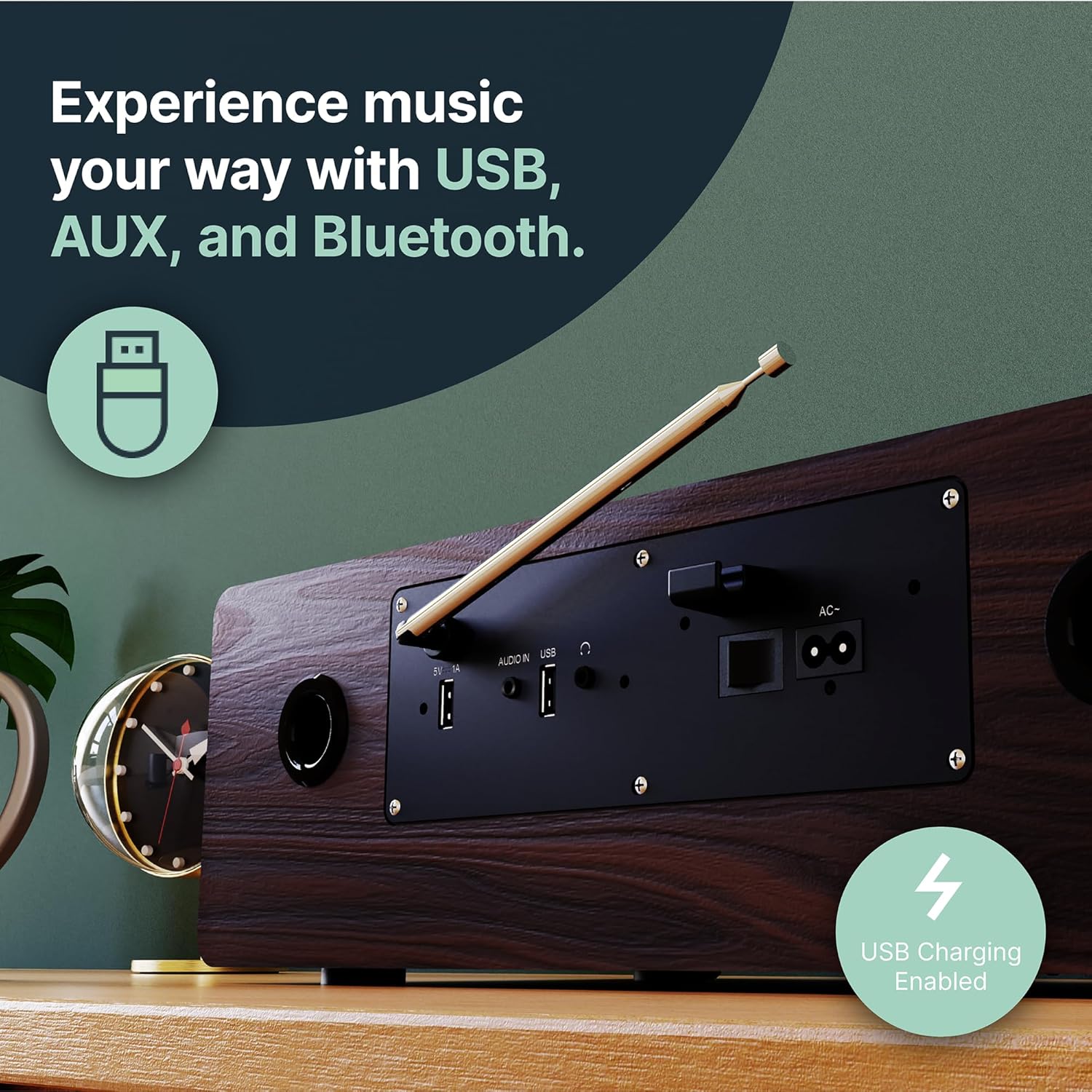 Majority OAKINGTON 120W Mini HiFi System with CD-BT-USB-FM Walnut