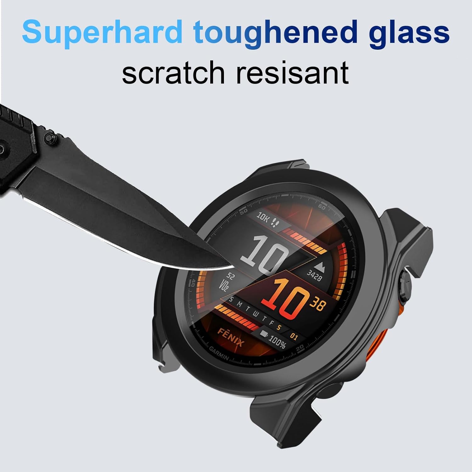 Hard Case with Screen Protector Compatible with Garmin Fenix 8 47 mm, Pack of 2, Full Protection, Scratch-Resistant PC Protective Case, Black and Transparent