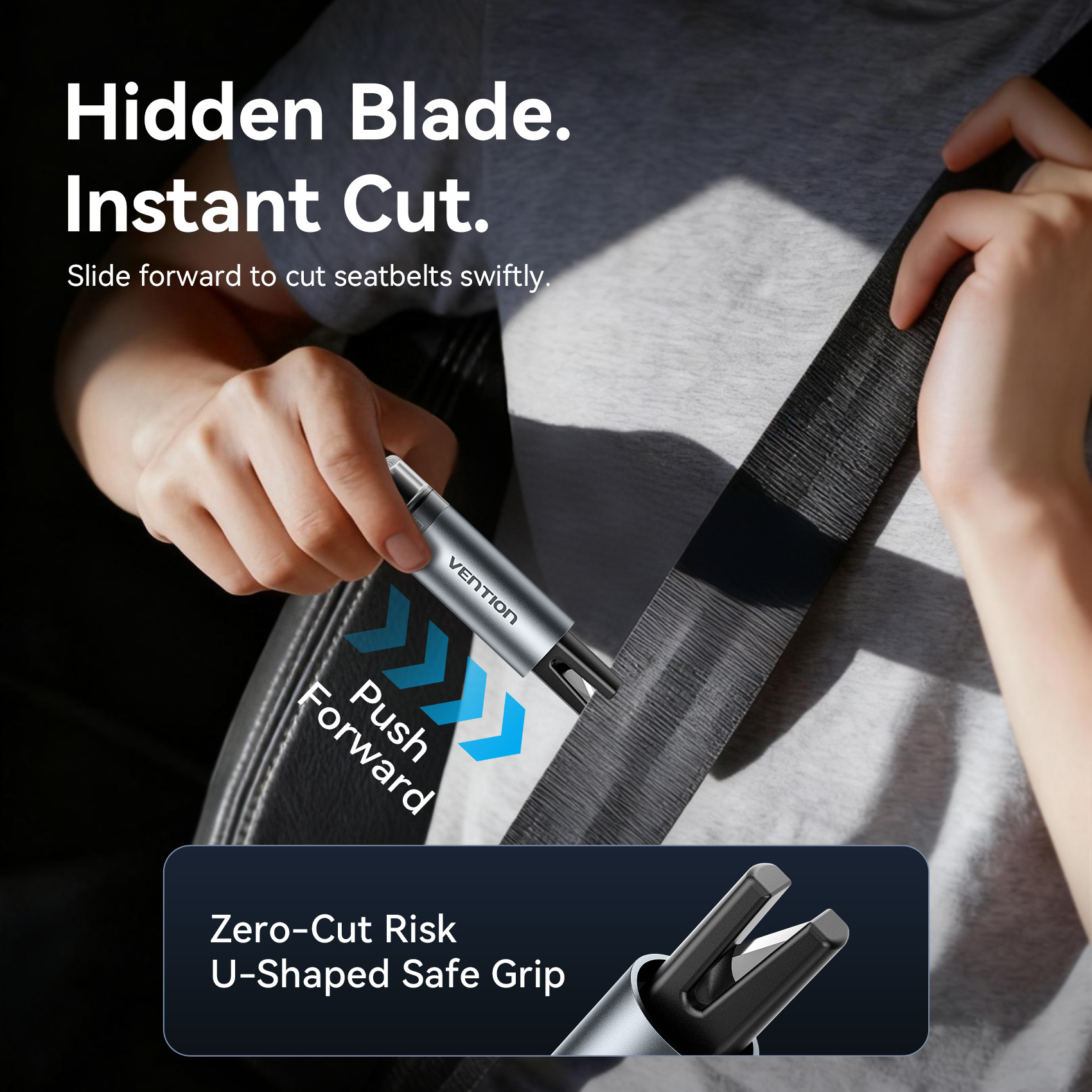 Vention Safety 2-in-1 Car Emergency Tool Glass Breaker + Seatbelt Cutter KRUH0