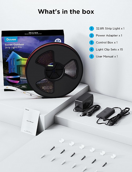 Govee Outdoor LED Strip Smart RGBICWW WiFi & BT Lights 10m (Phantasy)