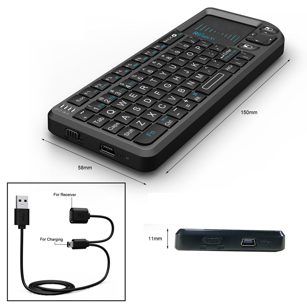 Rii Mini Keyboard Wireless 2.4GHz with Touchpad X1