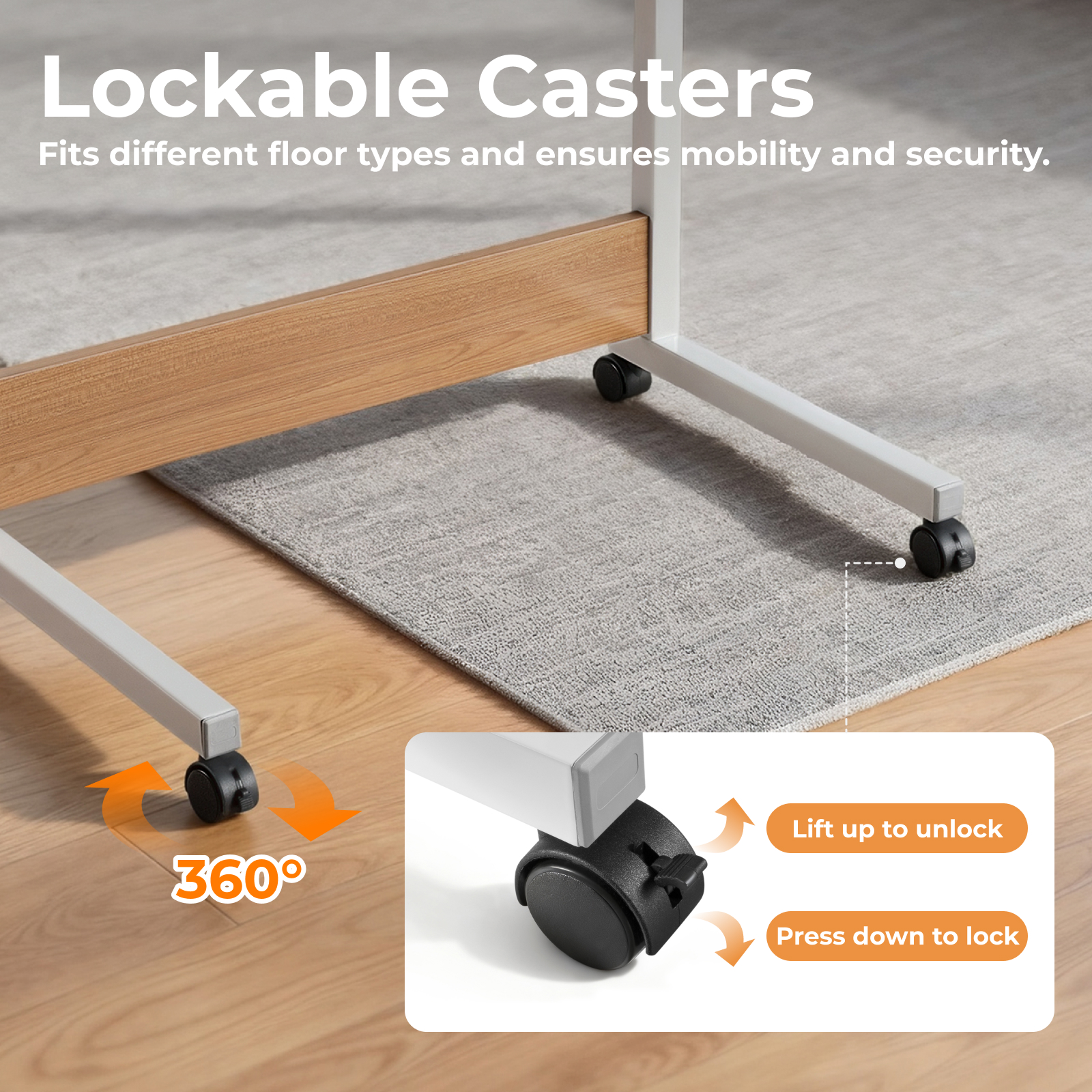 Lumivida Computer Tray Desk Mobile Height Adjustable 50x80cm FWS10-4