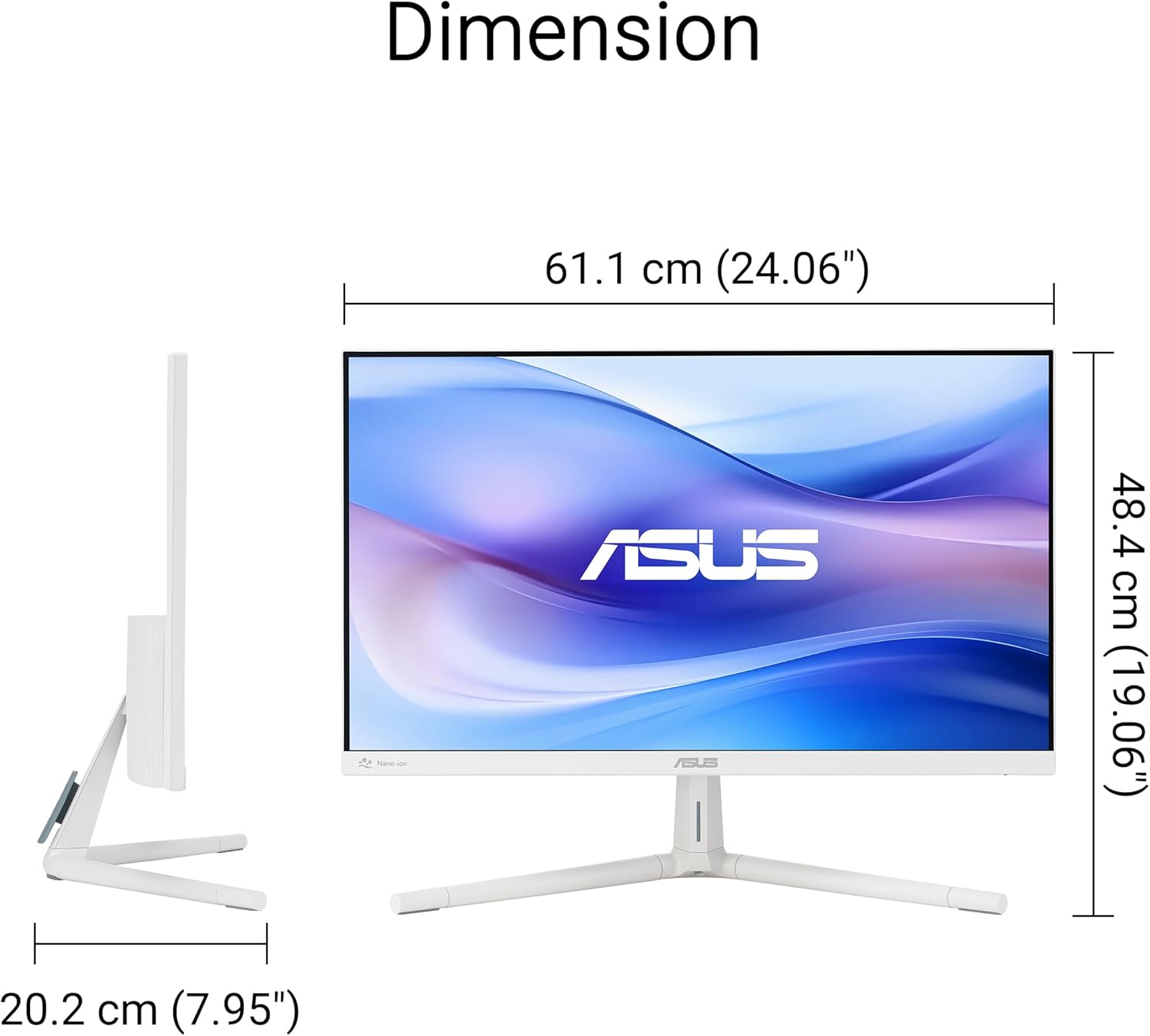ASUS Monitor EyeCare 27'' FHD 100Hz with Air Ionizer White VU279HFI-W