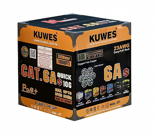Kuwes CAT6A 23AWG Indoor Cable PE Jacket Black