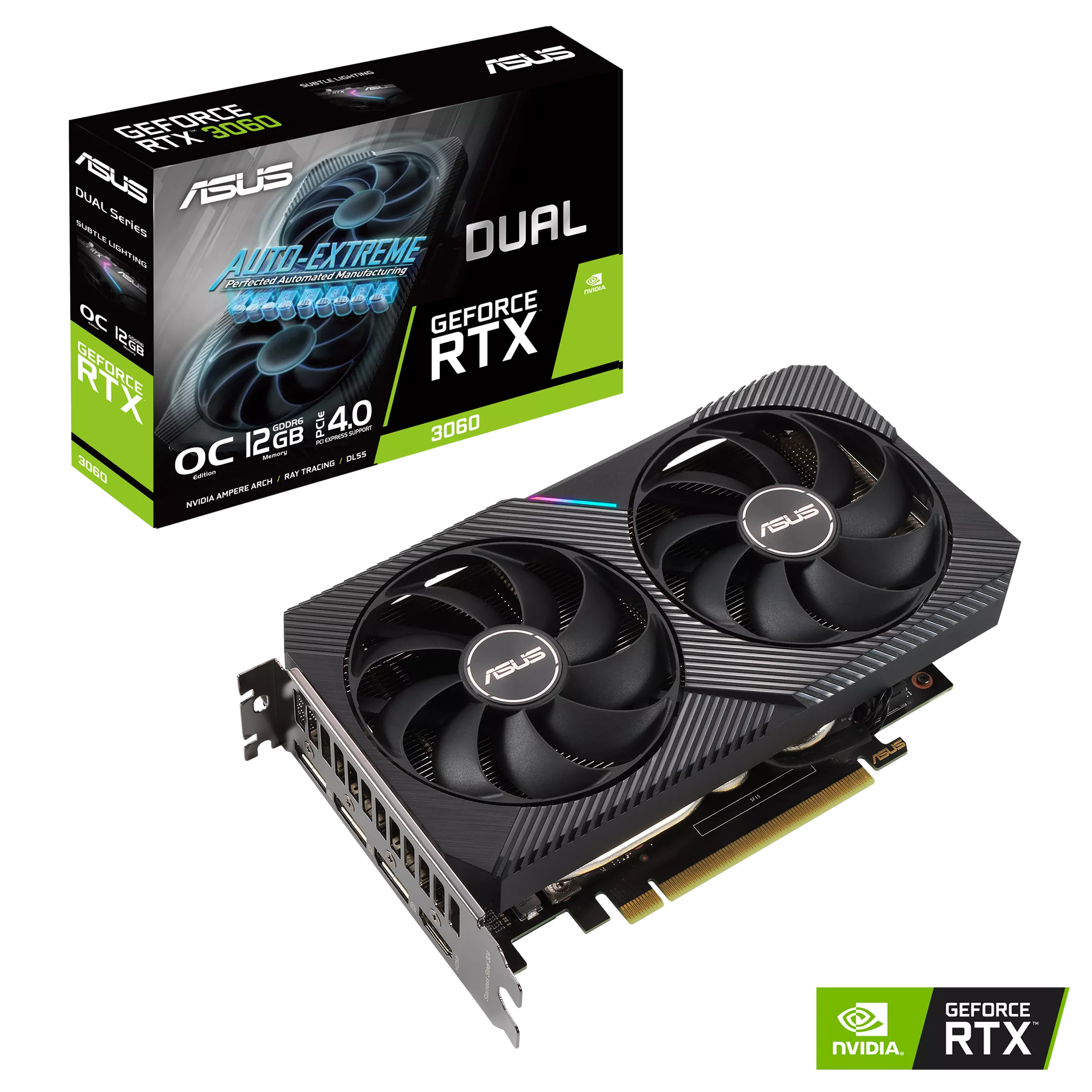 ASUS GPU Graphics Video Card GeForce RTX 3060 12GB GDDR6 Dual Fan OC V2 3x DisplayPort, HDMI DUAL-RTX3060