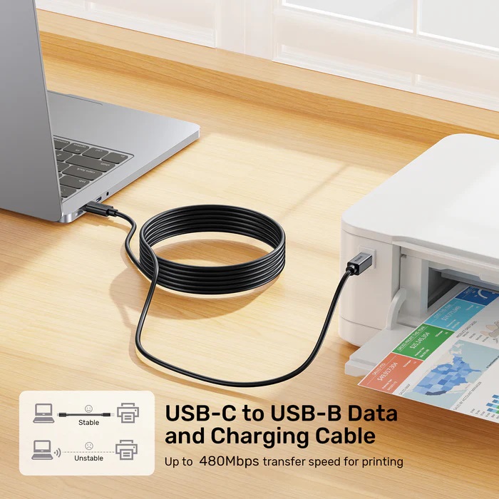 Unitek USB-C 2.0 to USB-B Printer Cable 5.0m