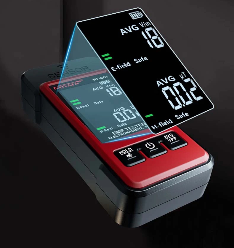 Noyafa Electromagnetic Radiation Detector with Electric & Magnetic Field Detection, Real-Time Monitoring, Audio-Visual Alarm & Data Lock NF-601