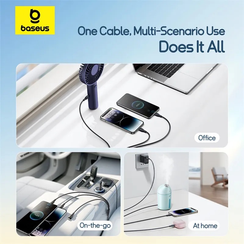 Baseus Cable 3in1 USB-C/Micro/Ligh Ultra Fast Series 1.3m Black