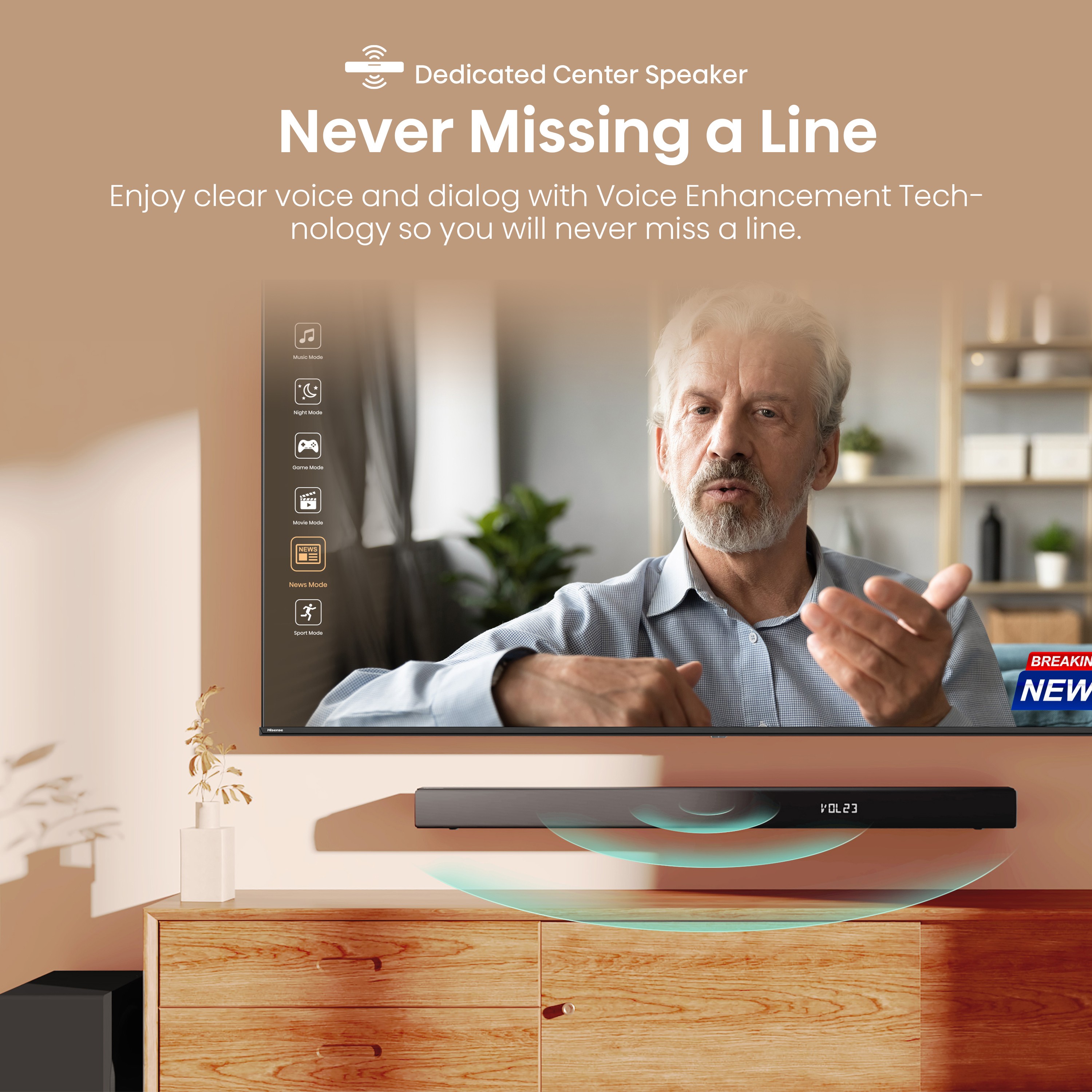 Hisense Soundbar HS3100 3.1 CH 480W BT/USB/Optical