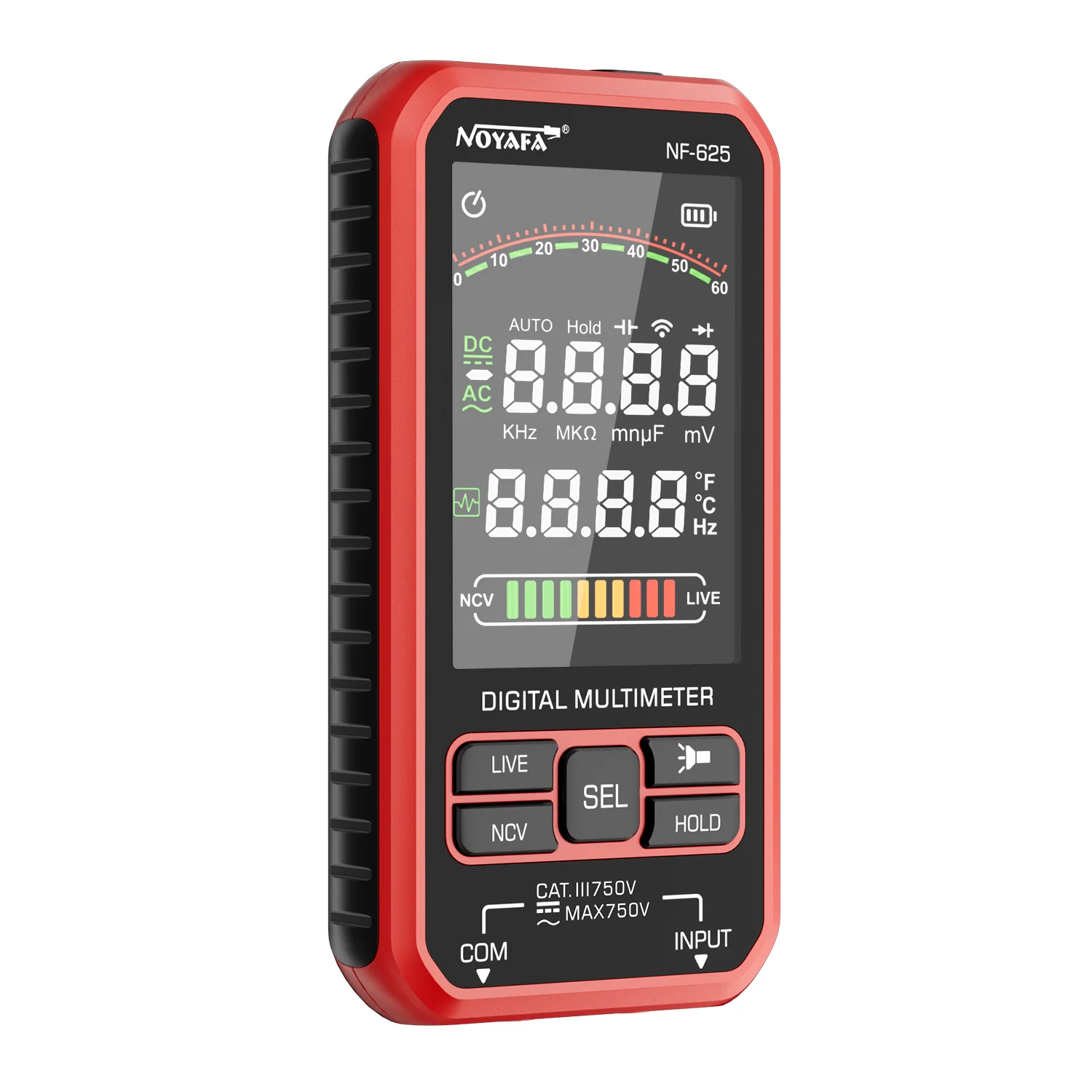 Noyafa Digital Multimeter for Resistance, Capacitance, Temperature, Frequency & AC/DC Voltage NF-625