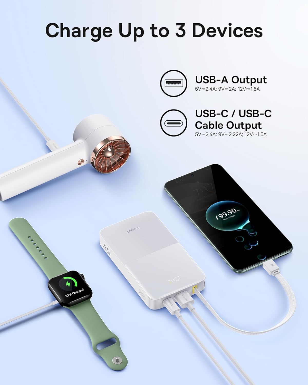 Baseus Powerbank 22.5W 10000mAh + Display EnerFill FC51 Bipow2 Pro  White