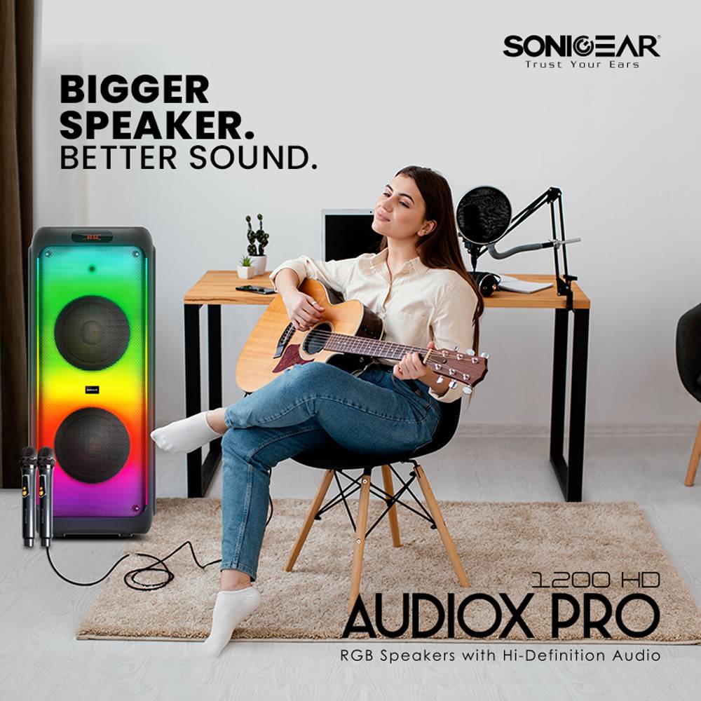SonicGear AudioXPro1200HD 2 x 12'' Portable Karaoke Speaker with 2 x Wireless Microphones