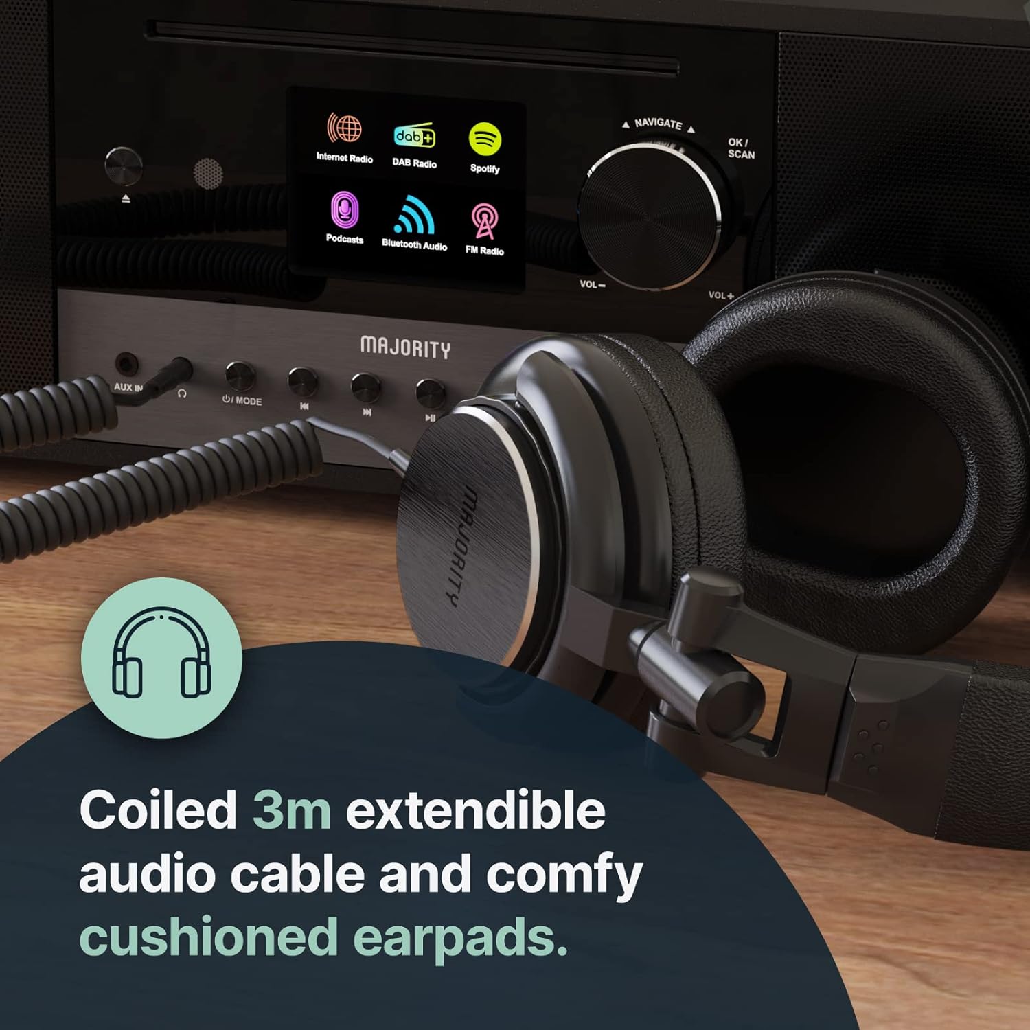 Majority STUDIO 1 Over Ear Headphones for DJ-Gaming-Recording