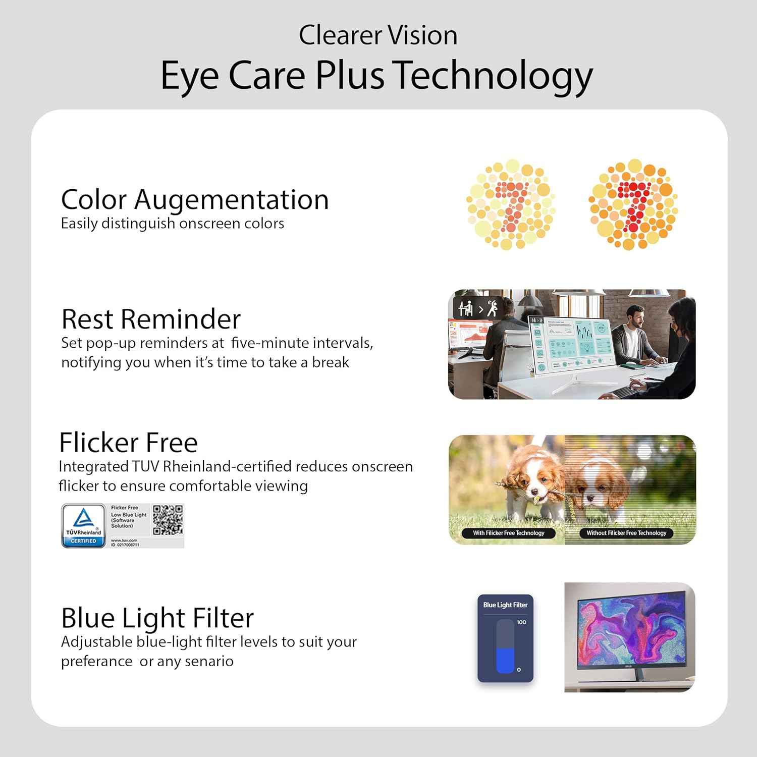 ASUS Monitor EyeCare 27'' FHD 100Hz with Air Ionizer White VU279HFI-W