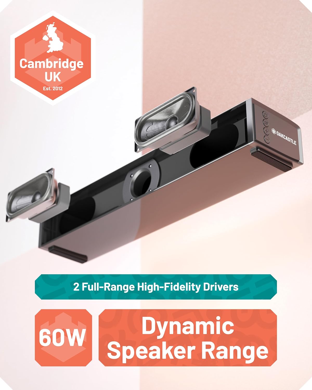 Majority Oakcastle SB40 Soundbar 60W BT-HDMI & Remote Control