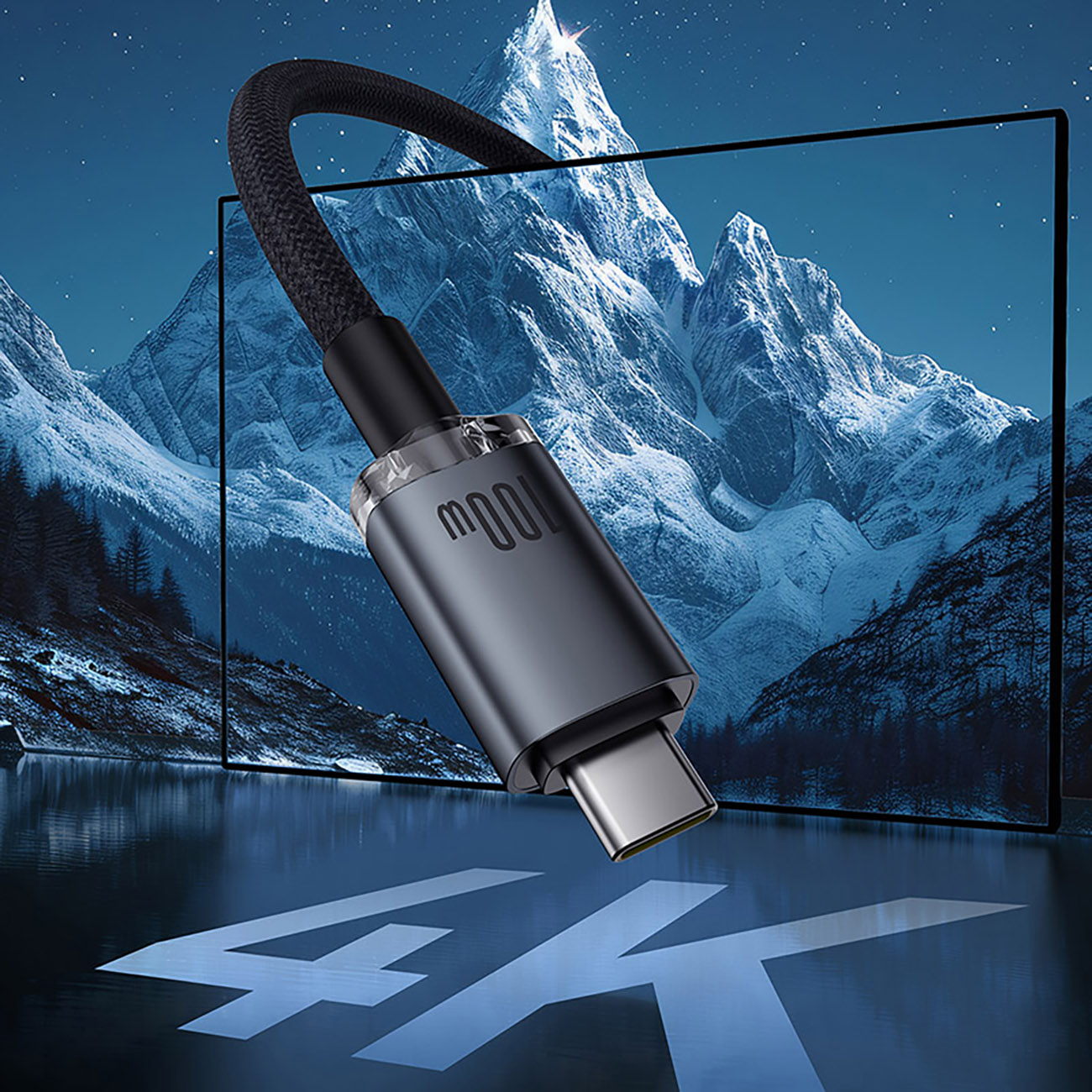 Baseus Crystal Shine USB 3.2 Full-Featured Fast-Charging Data Cable USB-C to USB-C 100W 1.5m 20Gb Cluster Black