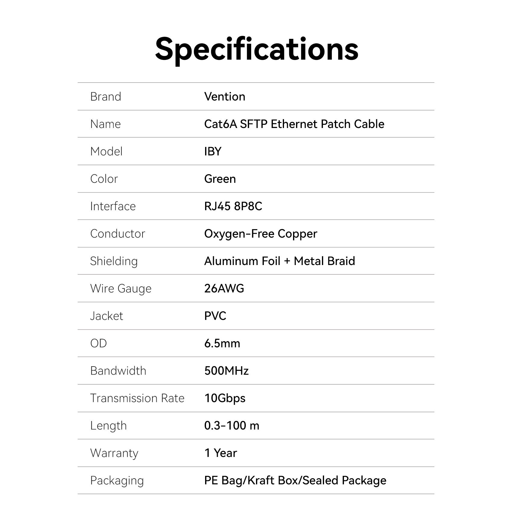 Vention NETWORK Cable CAT6A SFTP Anti-Vibration Industrial Flexible 1.0m IBYGF