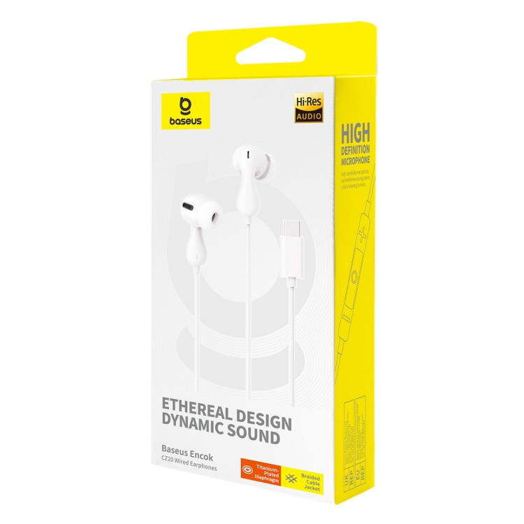 Baseus Headphones In Ear Wired Type C HiRes CZ20 White