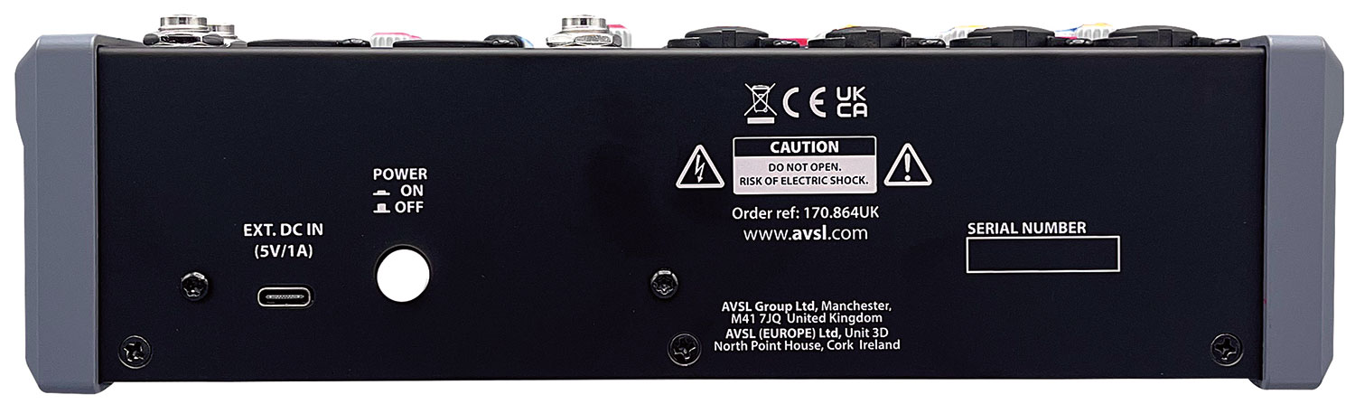 Citronic CMA-8 6ch Mixer with DSP/BT/PC/USB Play-Rec 170.864UK