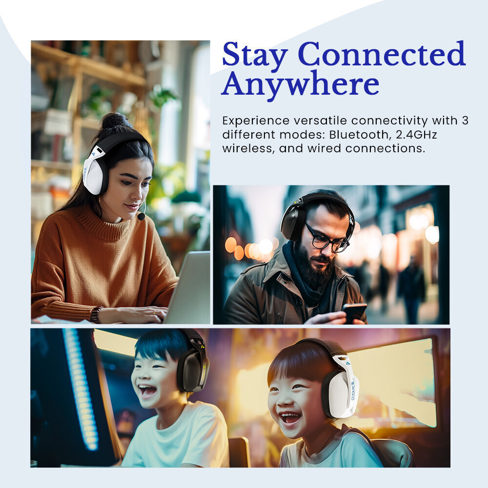 Armaggeddon COSMIC-III LITE Gaming Headset USB+3.5mm+2.4G+BT Fabric White