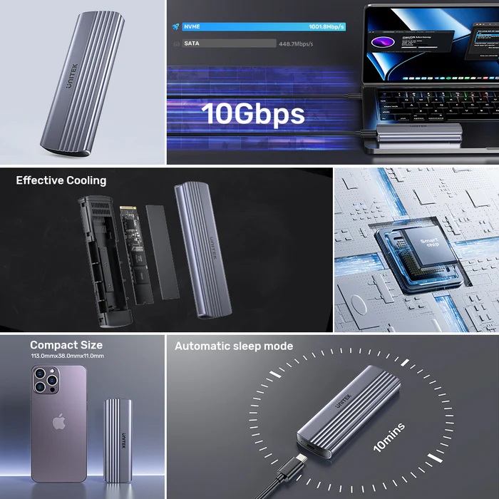 Unitek USB-C NVME/PCIe Enclosure 10Gbps S1241B