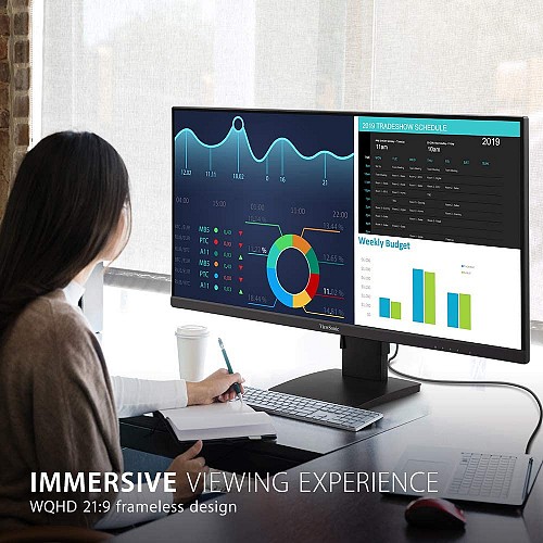 ViewSonic VA3456-MHDJ UltraWide Monitor VA 34'' 21:9 WQHD 2K IPS Panel