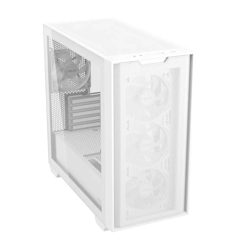 ASUS PC Case Gaming mATX Mesh Front Panel Tempered Glass Side Window 4x Pre-Installed ARGB Fans A21 PLUS White
