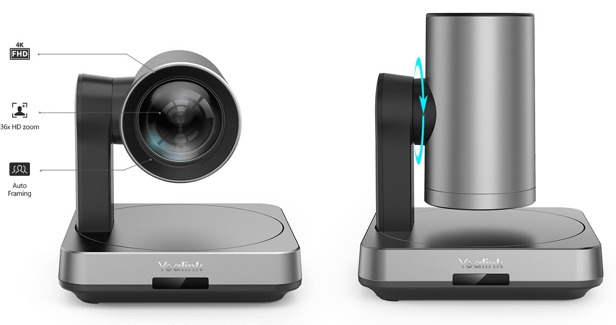 Yealink Video Conferencing Camera USB 4K with Mechanical PTZ, Optical Zooom & Auto Framing UVC84 for Large Rooms