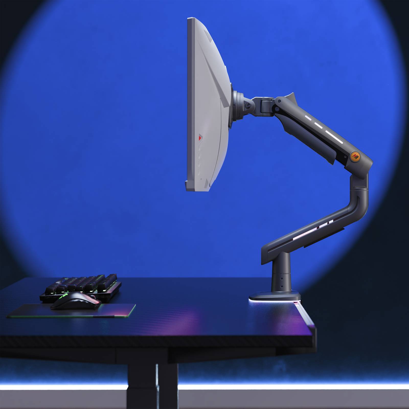 NBMounts F5 Gaming Series Single Arm RGB Monitor Desk Mount Heavy Duty up to 20kg