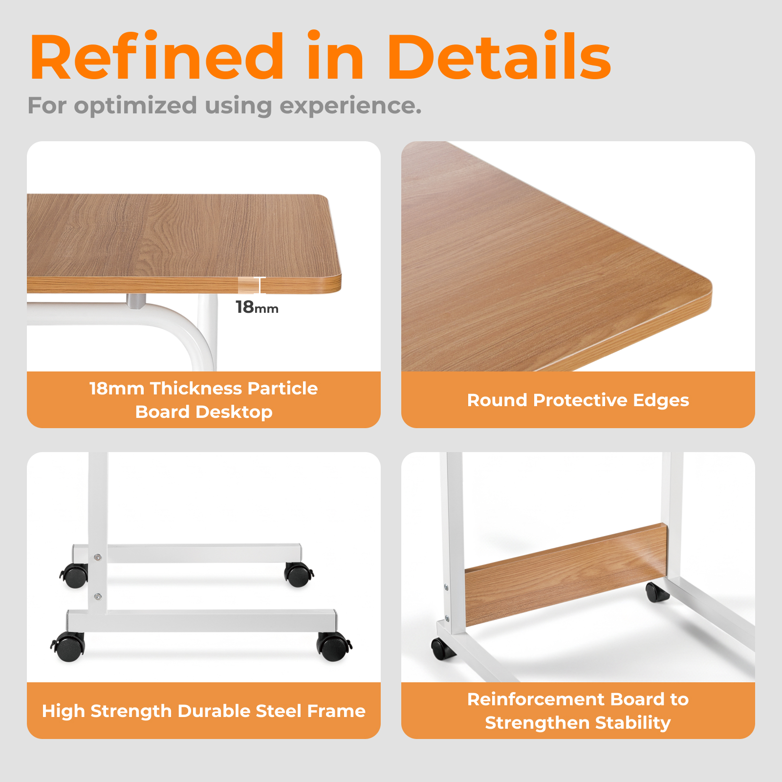 Lumivida Computer Tray Desk Mobile Height Adjustable 50x60cm FWS10-3