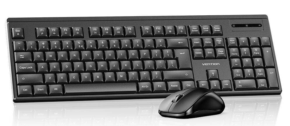 Vention Keyboard and Mouse Combo Wireless Silent Slim Full Size KTZB0-EN
