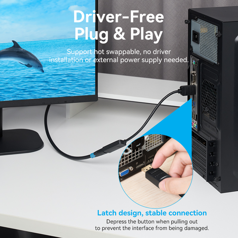 Vention DisplayPort to HDMI Adaptor Male to Female 4K60Hz 0.15M HBZBB