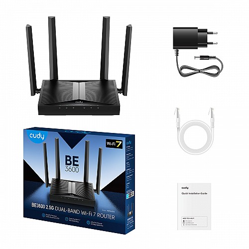 Cudy Router BE3600 Dual Band 2.5G Wi-Fi 7 Mesh VPN WR3600H