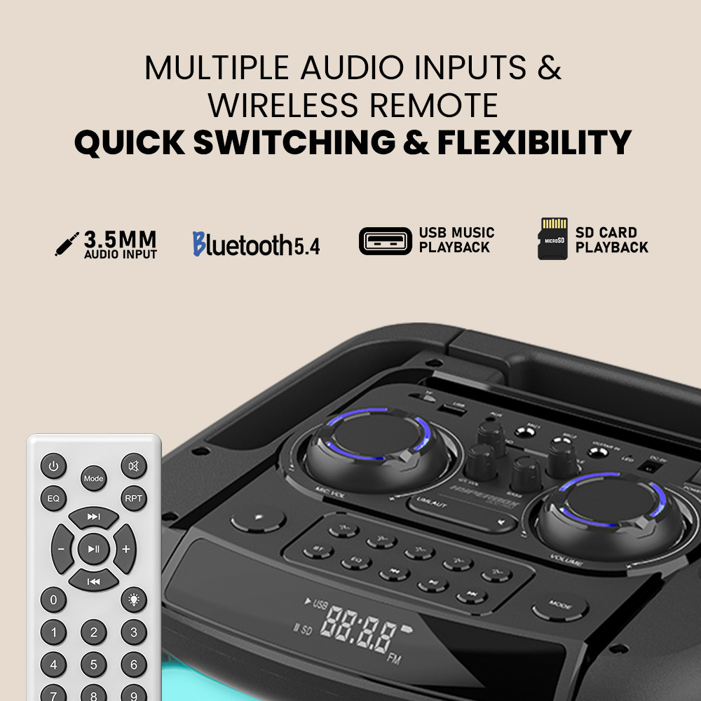 SonicGear Portable Karaoke Speaker 12'' 240W TWS BT/USB 2x Mics HYPERBOX 1300 Pro