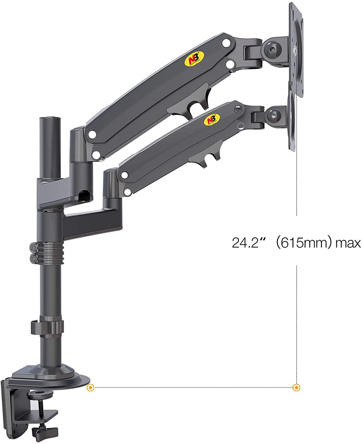 NBMounts H180 Twin Arm Gas Desktop Monitor Mount (upgraded version)