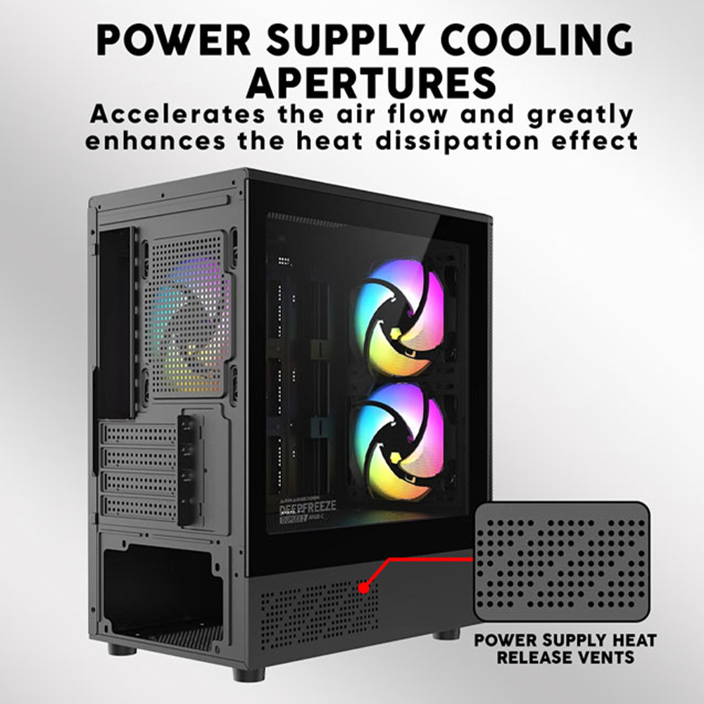 Armaggeddon Gaming Case M-ATX DEEPFREEZE DUPLEX 2 Black 3x ARGB Fans