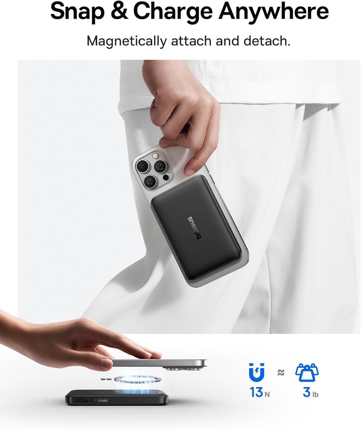 Baseus Powerbank Wireless 22.5W 10000mAh Qi2 EnerFill FM12 Black