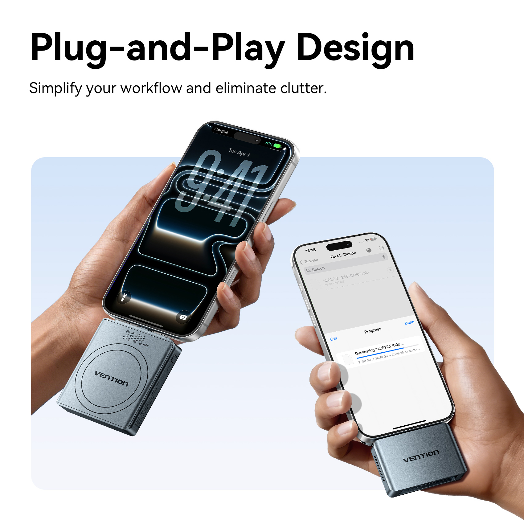 Vention MA Portable Plug & Play Cable-Free NVME Enclosure + 3500mAh PB TZ-KPXH0