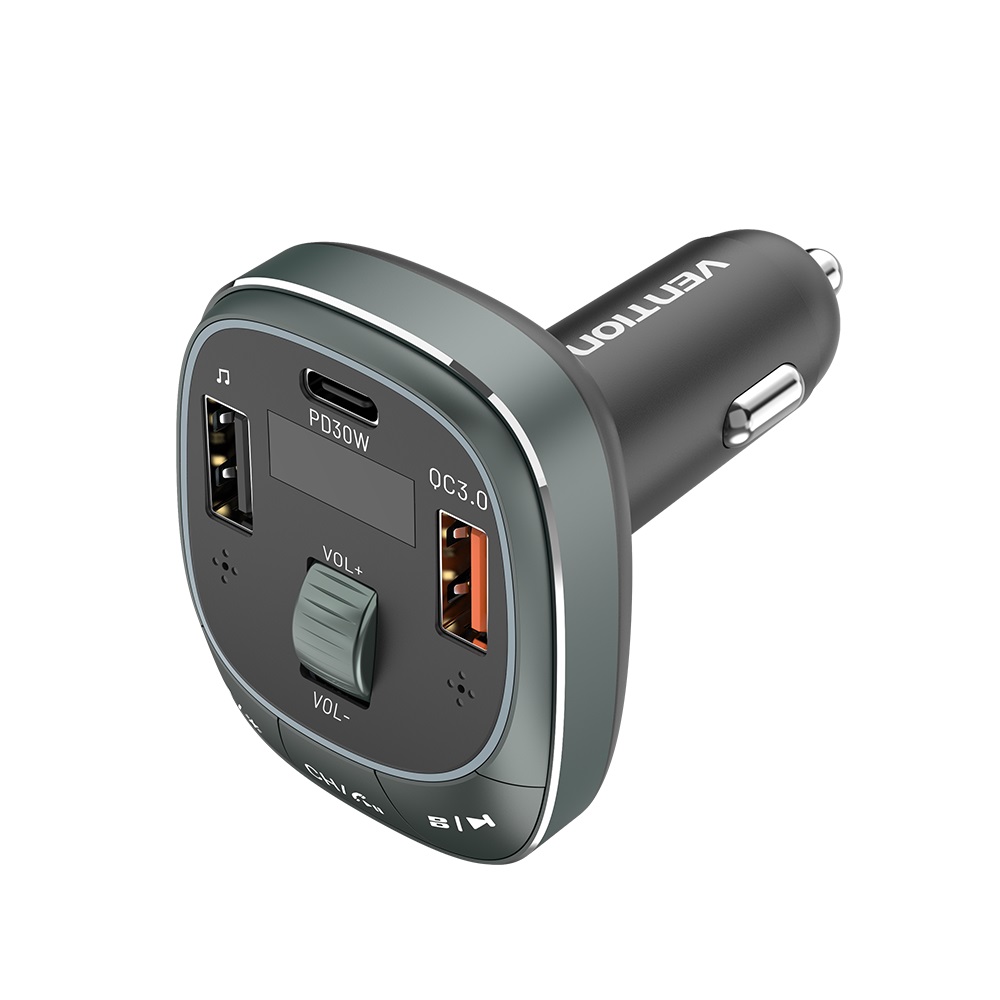 Vention Car FM Transmitter, USB Music Player & Charger 3xUSB 30W/18W/5W FFLB0