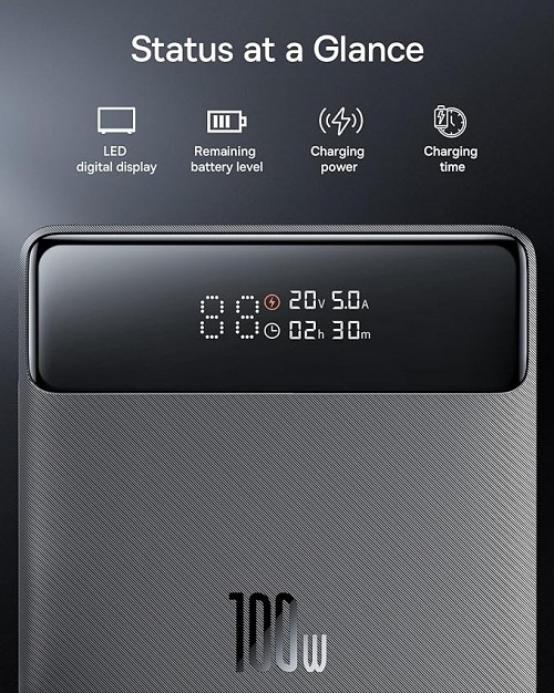 Baseus Powerbank 100W 20000mAh Display BLADE Black