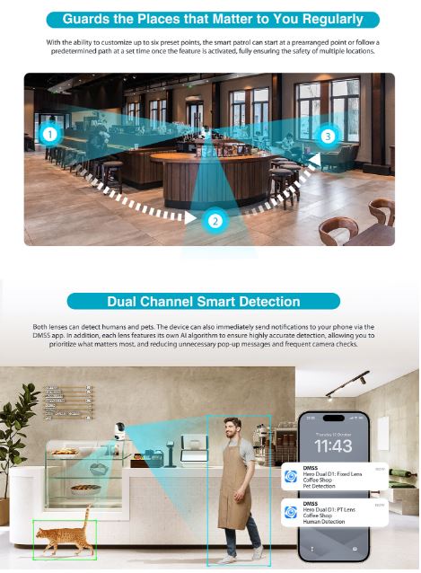 Dahua IP Indoor 5.0MP Wifi PT Dome Dual Lens H5D-5F