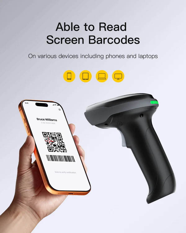 Inatech Barcode Scanner 1D/2D Wireless 2.4GHz/Bluetooth USB-A 2000mAh Charging Base Dual Battery Megapixel Scanning Pro170B