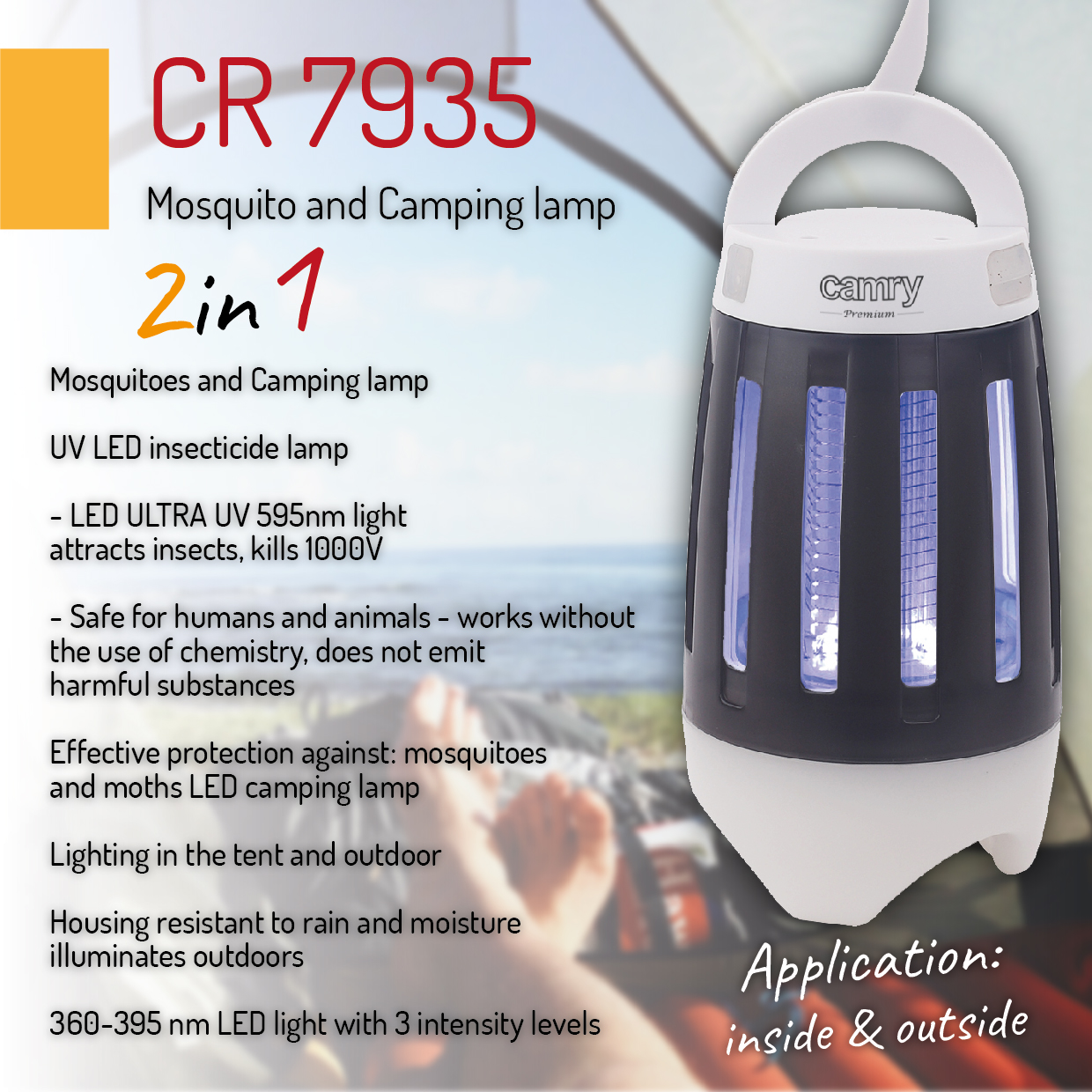 Camry CR7935 2in1 Mosquito Lamp USB Rechargeable